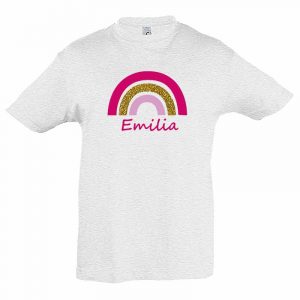 Regenbogen mit Name Kinder T-Shirt