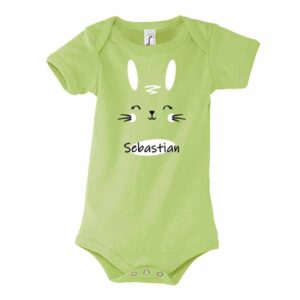 Häschen mit Name Kurzarm-Body