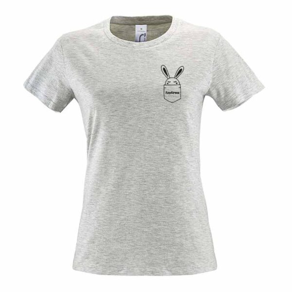 Häschen in Brusttasche mit Name Damen T-Shirt